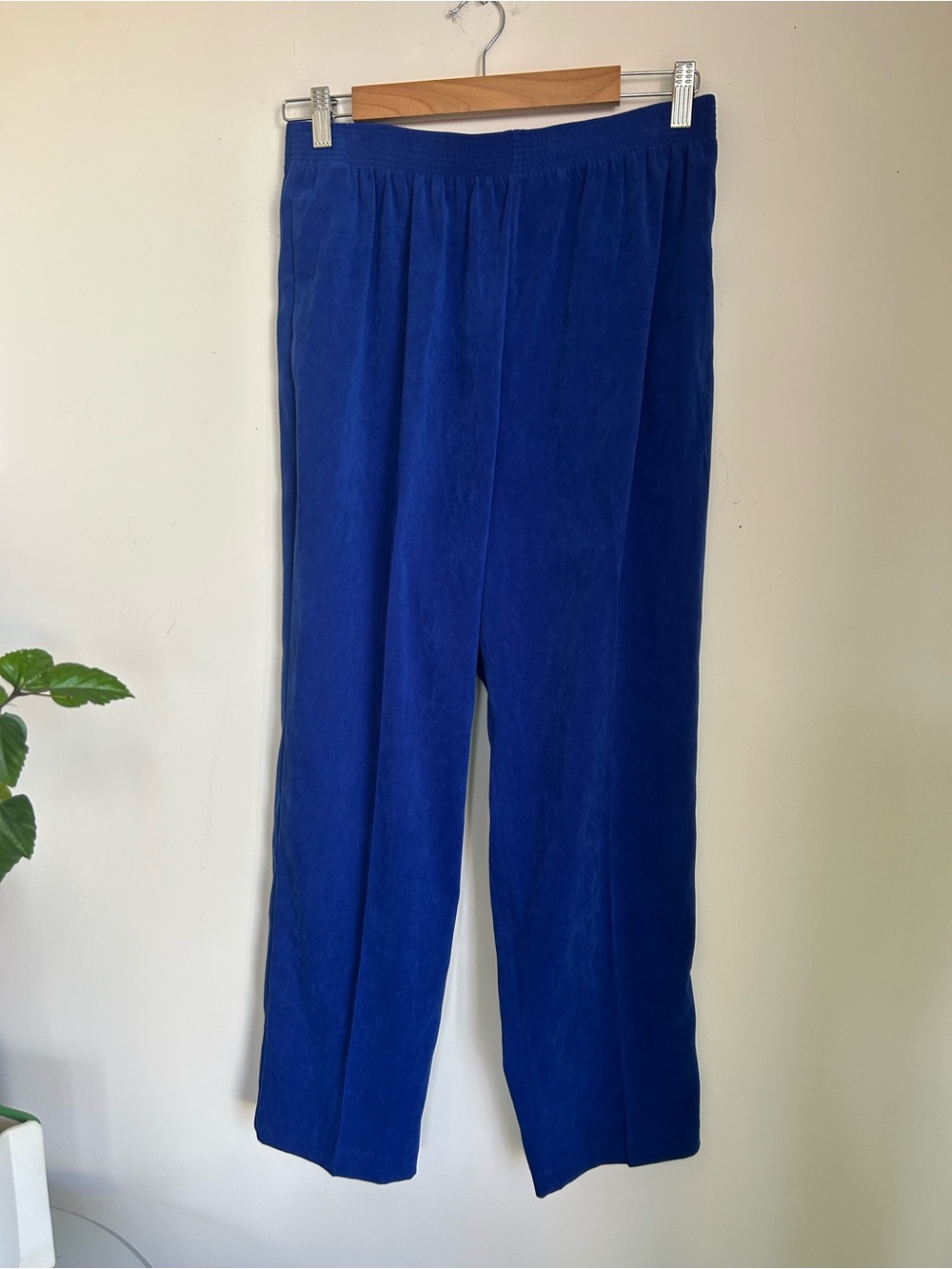 Royal Blue Elastic Waist Straight Leg Pants